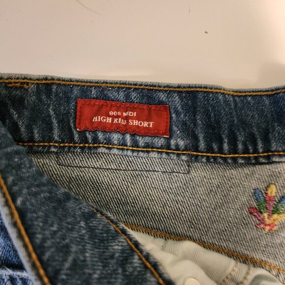 Lucky Brand lucky legend embroidered 5" high rise 90s midi short (6/28) - Picture 3 of 6